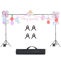 Backdrop Stand, 198 x 300 cm Adjustable Photo Backdrop Stand Kit, Portable Background Backdrop Stand with 5 Crossbars, Heavy Duty Projector Screen Stand, for Wedding, Photo Video Studio & Party