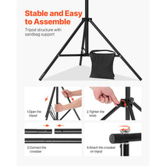 Backdrop Stand, 198 x 300 cm Adjustable Photo Backdrop Stand Kit, Portable Background Backdrop Stand with 5 Crossbars, Heavy Duty Projector Screen Stand, for Wedding, Photo Video Studio & Party