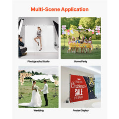 Backdrop Stand, 198 x 300 cm Adjustable Photo Backdrop Stand Kit, Portable Background Backdrop Stand with 5 Crossbars, Heavy Duty Projector Screen Stand, for Wedding, Photo Video Studio & Party