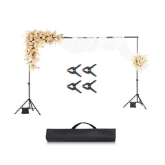Backdrop Stand, 198 x 300 cm Adjustable Photo Backdrop Stand Kit, Portable Background Backdrop Stand with 5 Crossbars, Heavy Duty Projector Screen Stand, for Wedding, Photo Video Studio & Party