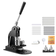 Button Maker Machine, 25 mm, Pin Maker Machine with 500pcs Button Parts, Circle Cutter, Hex Wrenches and Magic Book, Ergonomic Handle, for DIY Badges, Personalized Pins and Key Chains, Black