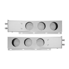 Stainless Steel Mud Flap Hangers with Light Cutouts, 2-1/2" (63.5mm) Bolt Spacing, Spring Loaded Mudflap Hangers for Semi Trucks, 1 Pair Heavy Duty Semi Truck Mud Flap Hanger Set, Silver