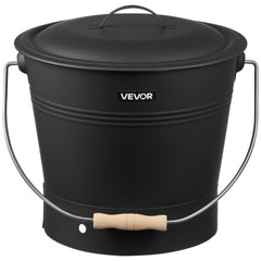 Ash Bucket, 4 PCS with Lid, Shovel, Broom and Gloves, Metal Fireplace Charcoal Bucket and Ash Can, 9.8L Large Capacity for Fireplace, Fire Pits, Wood Burning Stoves, Indoor and Outdoor