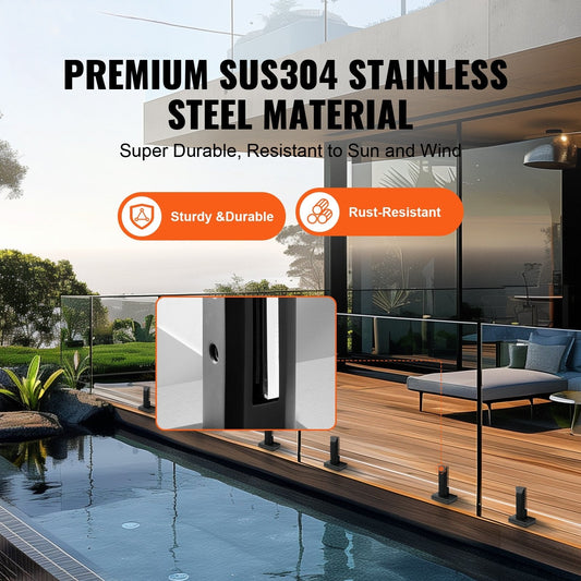 Glass Clamp, 10 PCS Square Glass Railing Bracket for 0.31 "-0.47 " Tempered Glass, 304 Stainless Steel Glass Mounting Clamp, 0.12” Thick Glass Shelf Bracket for Balcony, Garden, Deck, Stair