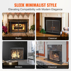 Fireplace Screen 1 Panel with Door, Sturdy Iron Mesh Fireplace Screen, 990(L) x780(H)MM Spark Guard Cover, Simple Installation, Free Standing Fire Fence Grate for Living Room Home Decor Modern