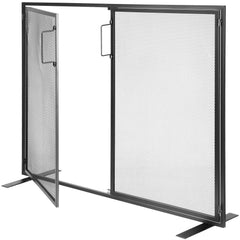 Fireplace Screen 1 Panel with Door, Sturdy Iron Mesh Fireplace Screen, 990(L) x780(H)MM Spark Guard Cover, Simple Installation, Free Standing Fire Fence Grate for Living Room Home Decor Modern