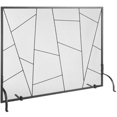 Fireplace Screen Single Panel, Sturdy Iron Mesh Fireplace Screen, 906(L) x720(H)MM Spark Guard Cover, Simple Installation, Free Standing Fire Fence Grate for Living Room Home Decor Modern