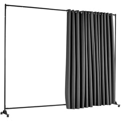 Room Divider, 8 ft x 10 ft (96 x 120inch) Portable Panel Room Divider with Wheels Curtain Divider Stand, Room Divider Privacy Screen for Office, Bedroom, Dining Room, Study, Black