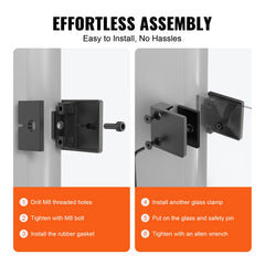 Glass Clamp, 40 PCS Square Glass Railing Bracket for 0.31 "-0.47 " Tempered Glass, 304 Stainless Steel Glass Mounting Clamp, Glass Shelf Bracket for Balcony, Garden, Deck, Stair, Black