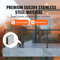 Glass Clamp, 4 PCS Square Glass Railing Bracket for 0.31 "-0.47 " Tempered Glass, 304 Stainless Steel Glass Mounting Clamp, Glass Shelf Bracket for Balcony, Garden, Pool, Stair, Silver