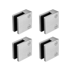 Glass Clamp, 4 PCS Square Glass Railing Bracket for 0.31 "-0.47 " Tempered Glass, 304 Stainless Steel Glass Mounting Clamp, Glass Shelf Bracket for Balcony, Garden, Pool, Stair, Silver