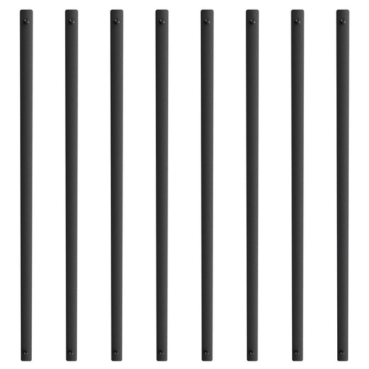 Staircase Metal Balusters, 32.28"x1"x0.2" Flat Aluminum Alloy Decorative Banister Spindles, 51 Pack Deck Baluster with Screws, Classic Hollow Deck Railing Satin Black Powder Coated for Porch