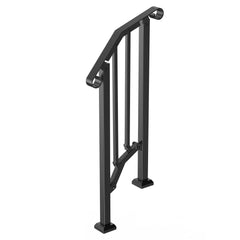 Handrails for Outdoor Steps, 1-2 Step Stair Hand Rail Kit, Transitional Carbon Steel Railings with Installation Kit, Stair Rails for Seniors, Concrete Steps & Porch & Deck, Black Retro Arch