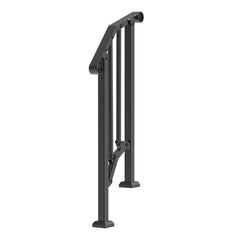 Handrails for Outdoor Steps, 1-2 Step Stair Hand Rail Kit, Transitional Carbon Steel Railings with Installation Kit, Stair Rails for Seniors, Concrete Steps & Porch & Deck, Black Retro Arch