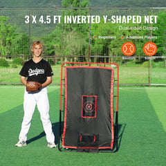 Baseball And Softball Rebounder Net 3.5x4.5 ft 2-in-1 Switch Hitter Pitch