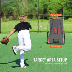 Baseball And Softball Rebounder Net 3.5x4.5 ft 2-in-1 Switch Hitter Pitch