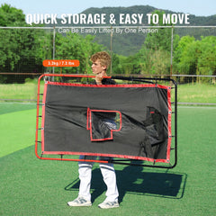 Baseball And Softball Rebounder Net 3.5x4.5 ft 2-in-1 Switch Hitter Pitch