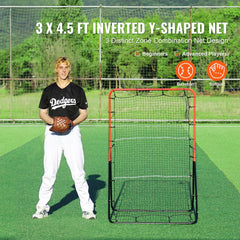Baseball And Softball Rebounder Net, 3 x 4.5 ft PitchBack Baseball Pitching Nest, 3-Way Baseball, Softball Pitchback Net, Fielding Trainer, Bounce Back Net for Fielding/Throwing Practice