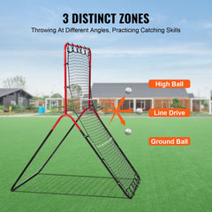 Baseball And Softball Rebounder Net, 3 x 4.5 ft PitchBack Baseball Pitching Nest, 3-Way Baseball, Softball Pitchback Net, Fielding Trainer, Bounce Back Net for Fielding/Throwing Practice