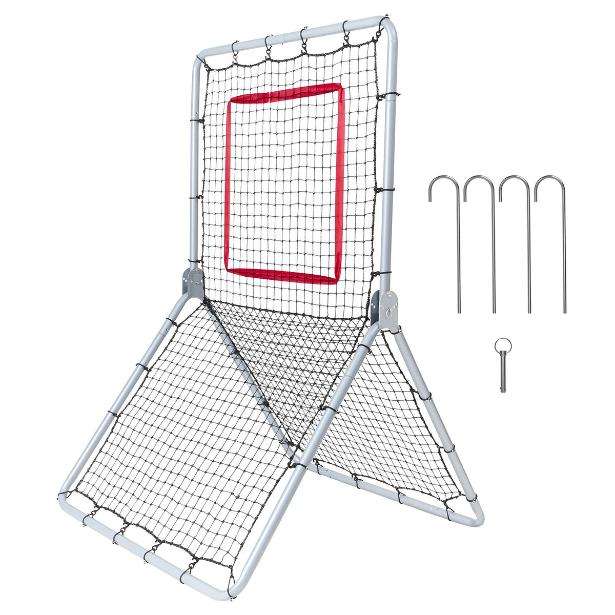 Baseball And Softball Rebounder Net, 3.5 x 6 ft PitchBack Baseball Pitching Nest, Softball Pitchback Net, Fielding Trainer, Bounce Back Net for Fielding/Throwing Practice, 5 Adjustable Angles