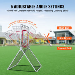 Baseball And Softball Rebounder Net, 3.5 x 6 ft PitchBack Baseball Pitching Nest, Softball Pitchback Net, Fielding Trainer, Bounce Back Net for Fielding/Throwing Practice, 5 Adjustable Angles