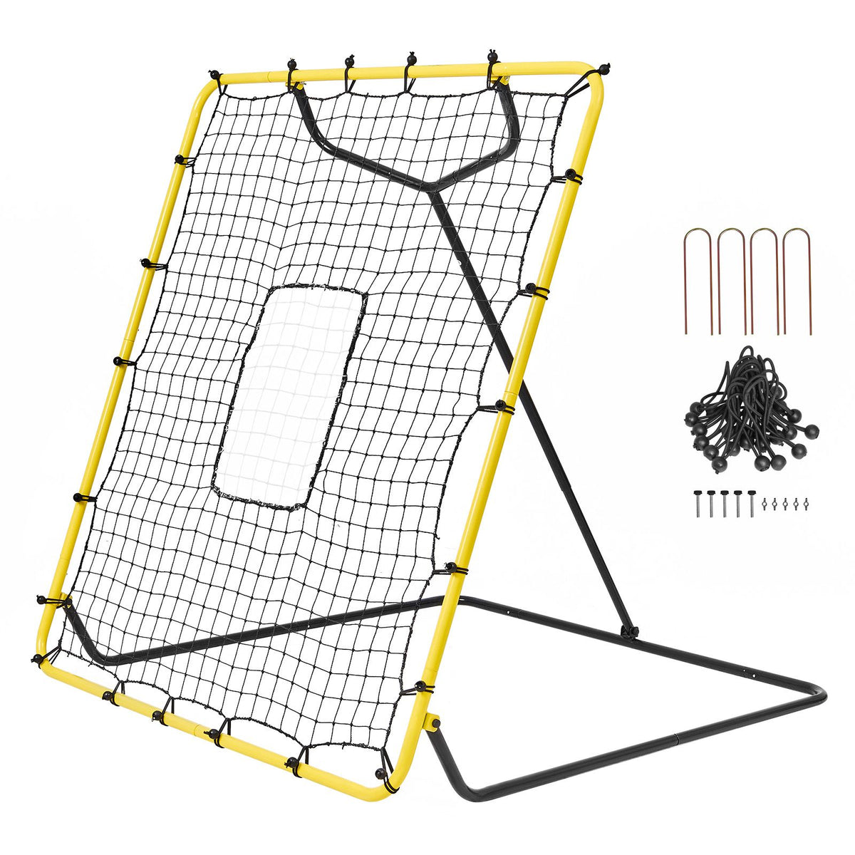 Baseball And Softball Rebounder Net, 4 x 4.5 Feet PitchBack Baseball Nest for Pitching and Fielding Training, Pitch Return Trainer Rebound Net with Pitching Target, 4 Adjustable Angles
