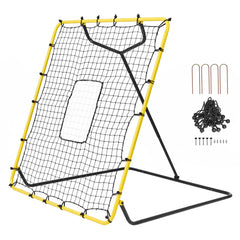 Baseball And Softball Rebounder Net, 4 x 4.5 Feet PitchBack Baseball Nest for Pitching and Fielding Training, Pitch Return Trainer Rebound Net with Pitching Target, 4 Adjustable Angles