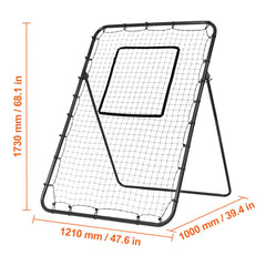 Baseball And Softball Rebounder Net, 4 x 6 Feet PitchBack Baseball Nest for Pitching and Fielding Training, Pitch Return Trainer Rebound Net with Pitching Target, 4 Adjustable Angles