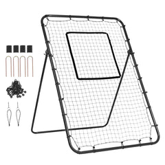 Baseball And Softball Rebounder Net, 4 x 6 Feet PitchBack Baseball Nest for Pitching and Fielding Training, Pitch Return Trainer Rebound Net with Pitching Target, 4 Adjustable Angles