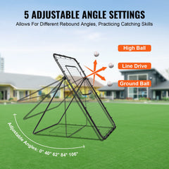 Baseball And Softball Rebounder Net, 4 x 6 Feet PitchBack Baseball Nest for Pitching and Fielding Training, Pitch Return Trainer Rebound Net with Pitching Target, 4 Adjustable Angles
