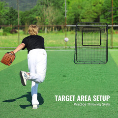 Baseball And Softball Rebounder Net, 4 x 6 Feet PitchBack Baseball Nest for Pitching and Fielding Training, Pitch Return Trainer Rebound Net with Pitching Target, 4 Adjustable Angles