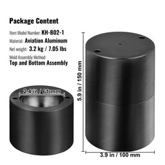 Ice Ball Press, 6cm Ice Ball Maker, Aircraft Al Alloy Ice Ball Press Kit for 60mm Ice Sphere, Ice Press with Tong and Drip Tray, for Whiskey, Cocktail, Bourbon, Scot on Party & Holiday, Black