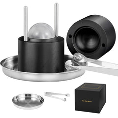 Ice Ball Press, 6cm Ice Ball Maker, Aircraft Al Alloy Ice Ball Press Kit for 60mm Ice Sphere, Ice Press with Tong and Drip Tray, for Whiskey, Cocktail, Bourbon, Scot on Party & Holiday, Black