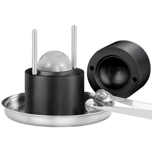 VEVOR Ice Ball Press, 6cm Ice Ball Maker, Aircraft Al Alloy Ice Ball Press Kit for 60mm Ice Sphere, Ice Press with Tong and Drip Tray, for Whiskey, Cocktail, Bourbon, Scot on Party & Holiday, Black