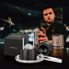 VEVOR Ice Ball Press, 6cm Ice Ball Maker, Aircraft Al Alloy Ice Ball Press Kit for 60mm Ice Sphere, Ice Press with Tong and Drip Tray, for Whiskey, Cocktail, Bourbon, Scot on Party & Holiday, Black