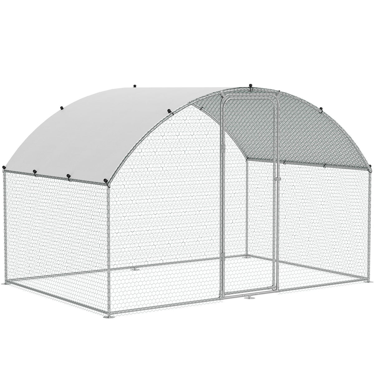 Chicken Coop, 9.8x6.5x6.5ft Walk-in Large Metal Chicken Run for Yard with Waterproof Cover, Doom Roof Hen House with Security Lock for Outdoor and Backyard, Farm, Duck Rabbit Cage Poultry Pen