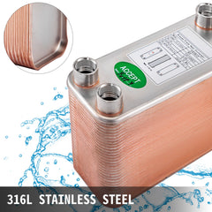Heat Exchanger 3"x7.5" 60 Plates Brazed Plate Heat Exchanger 316L 1/2" BSP FPT Heat Exchanger EATB12 Beer Wort Chiller for Hydronic Heating