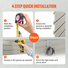 Slatwall Panels, 121.9 x 30.48 cm Gray Garage Wall Panels (Set of 2 Panels), Heavy Duty Garage Wall Organizer Panels Display Perfect for Retail Store, Garage Wall, and Craft Storage Organization