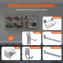 Slatwall Panels, 121.9 x 30.48 cm Gray Garage Wall Panels (Set of 2 Panels), Heavy Duty Garage Wall Organizer Panels Display Perfect for Retail Store, Garage Wall, and Craft Storage Organization