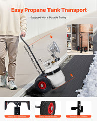 Propane Tank Top Heater with Portable Trolley, 15000 BTU Rapid Heating 180-Degree Infrared Radiant Tank Top Gas Heater for 9-18kg Propane Tanks, for Ice Fishing/ Hunting/Outdoor Single Burner