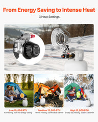 Propane Tank Top Heater with Portable Trolley, 15000 BTU Rapid Heating 180-Degree Infrared Radiant Tank Top Gas Heater for 9-18kg Propane Tanks, for Ice Fishing/ Hunting/Outdoor Single Burner