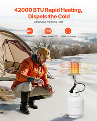 Propane Tank Top Heater, 42000 BTU Rapid Heating 360-Degree Infrared Radiant Tank Top Gas Heater, Stepless Temperature Adjustment for Ice Fishing/ Hunting/Outdoor Work, Single Burner