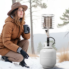 Propane Tank Top Heater, 42000 BTU Rapid Heating 360-Degree Infrared Radiant Tank Top Gas Heater, Stepless Temperature Adjustment for Ice Fishing/ Hunting/Outdoor Work, Single Burner