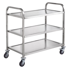 3-Tier Utility Cart Rolling Cart on Wheels 37.5"x20"x37.7" 450 LBS 6 Hooks