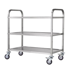 3-Tier Utility Cart Rolling Cart on Wheels 37.5"x20"x37.7" 450 LBS 6 Hooks
