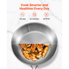 Tri-Ply Stainless Steel Frying Pan, 3 Piece (240, 280, 320 mm), Cooking Skillet with Heat-Resistant Handle, Chef's Kitchen Cookware, Oven, Gas, Electric, Induction, Dishwasher Compatible, Silver
