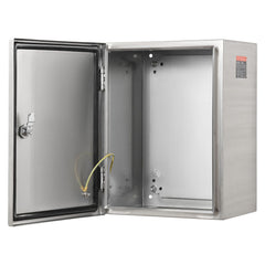 Steel Electrical Box, 40x30x25 cm, 304 Stainless Steel Electrical Enclosure Box, Wall-Mounted Outdoor Electrical Electronic Equipment Enclosure with Mounting Plate Hinges Lock, IP66 Waterproof