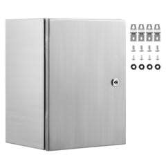 Steel Electrical Box, 50x40x20 cm, 304 Stainless Steel Electrical Enclosure Box, Wall-Mounted Outdoor Electrical Electronic Equipment Enclosure with Mounting Plate Hinges Lock, IP66 Waterproof