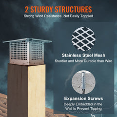 Chimney Cap 13” x 9” 304Stainless Steel Fireplace Flue Caps Cover Mesh