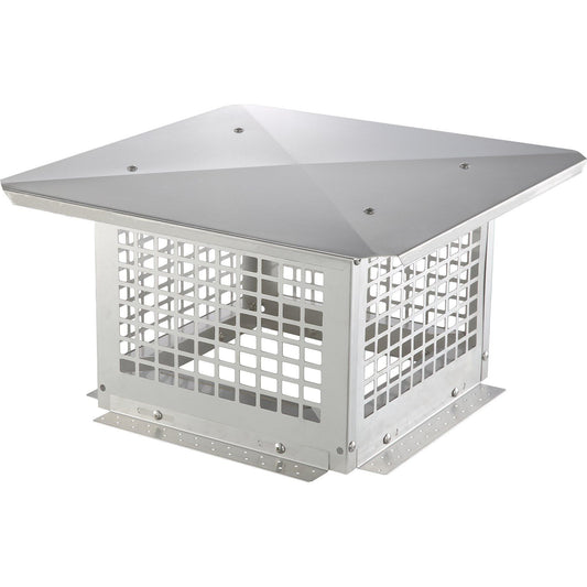 Chimney Cap 304.8 x 304.8mm, 304 Stainless Steel Fireplace Chimney Cover, Not Easily Toppled & Practical Accessories & Easy Installation, Fits Mesh Flue Covers Outside Clay Flue Shingles, Silver